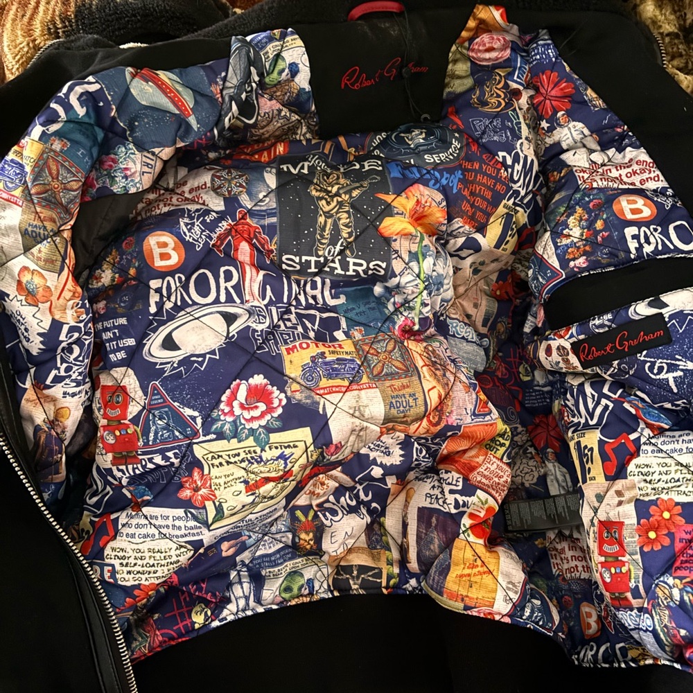 Robert Graham Black Jacket with Colorful Graphic Lining